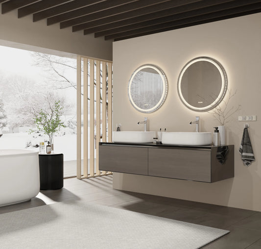 Round LED Vanity Mirror with Touch Sensor and Anti Fog