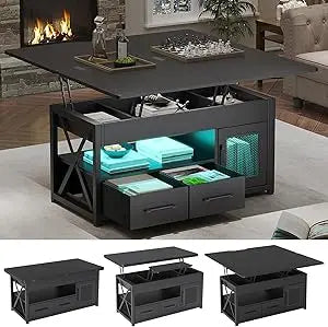 40 Inch 4 in 1 Lift Top Coffee Table with Storage Cabinet and Drawers