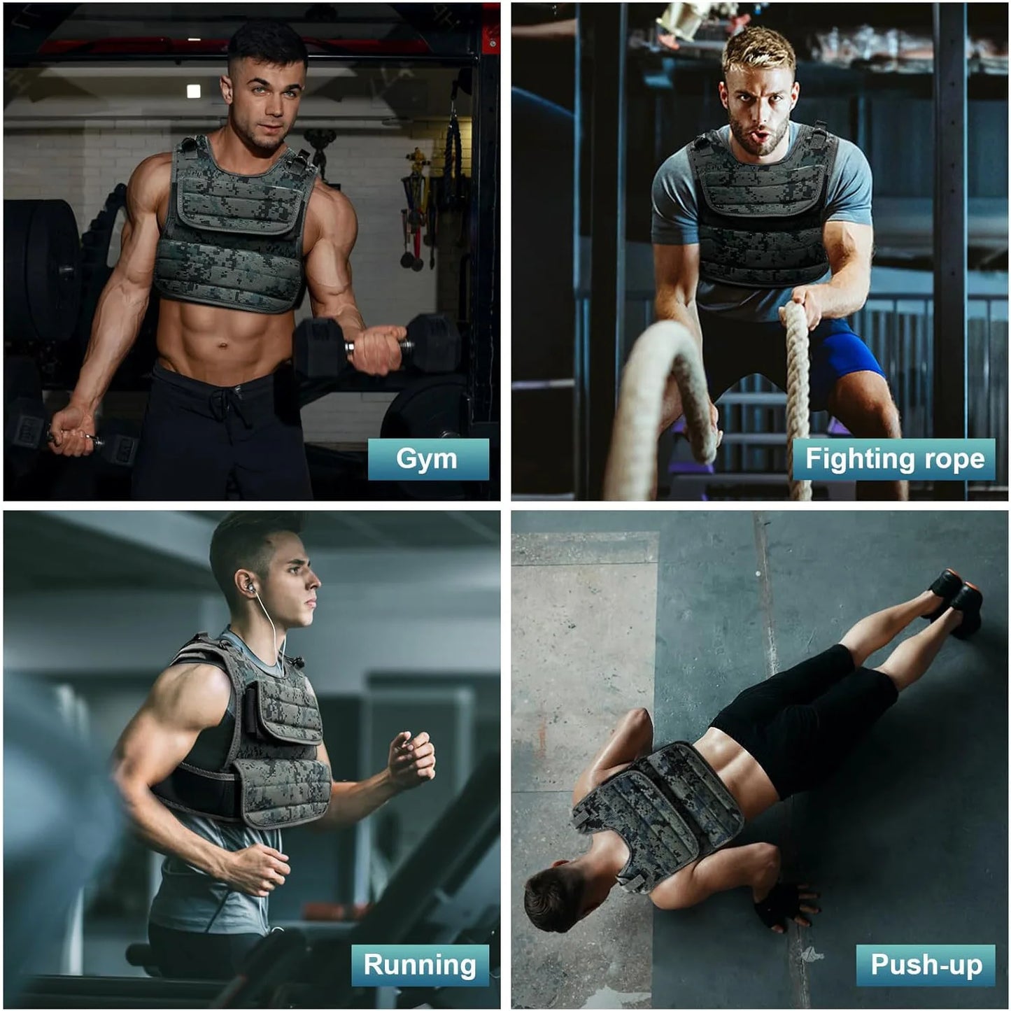 Adjustable 44LB Weighted Vest with Iron Weights for Training and Running