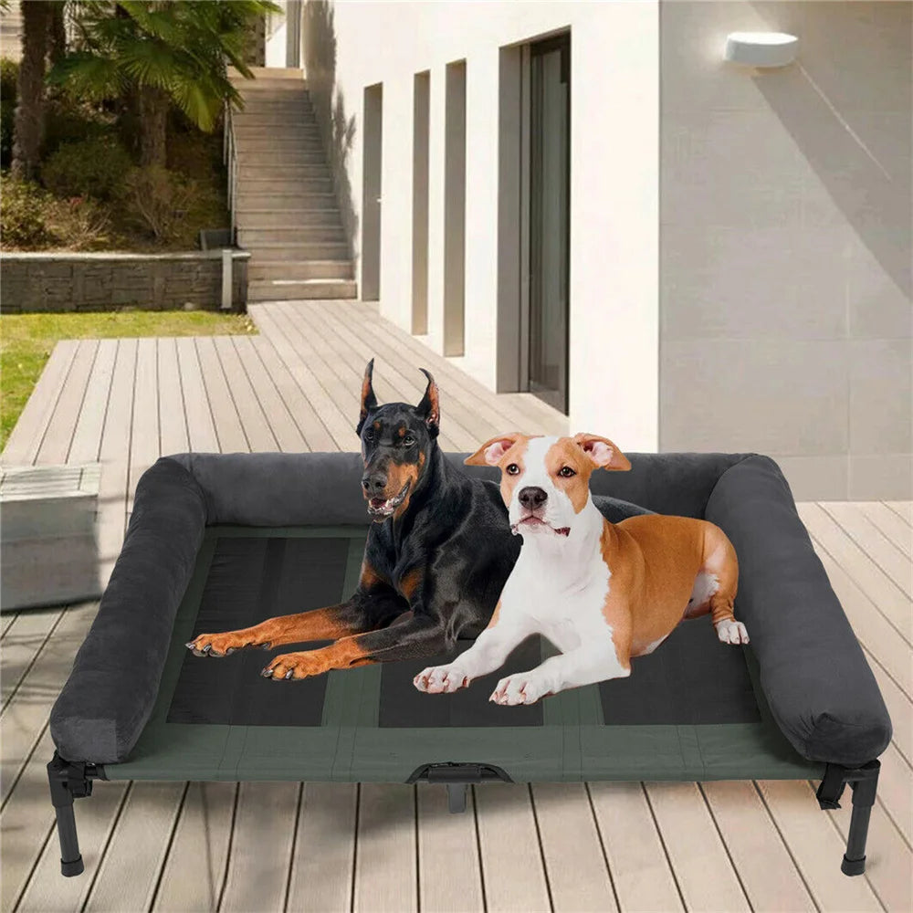 Elevated Dog Bed with Cooling Mesh and Plush Mat
