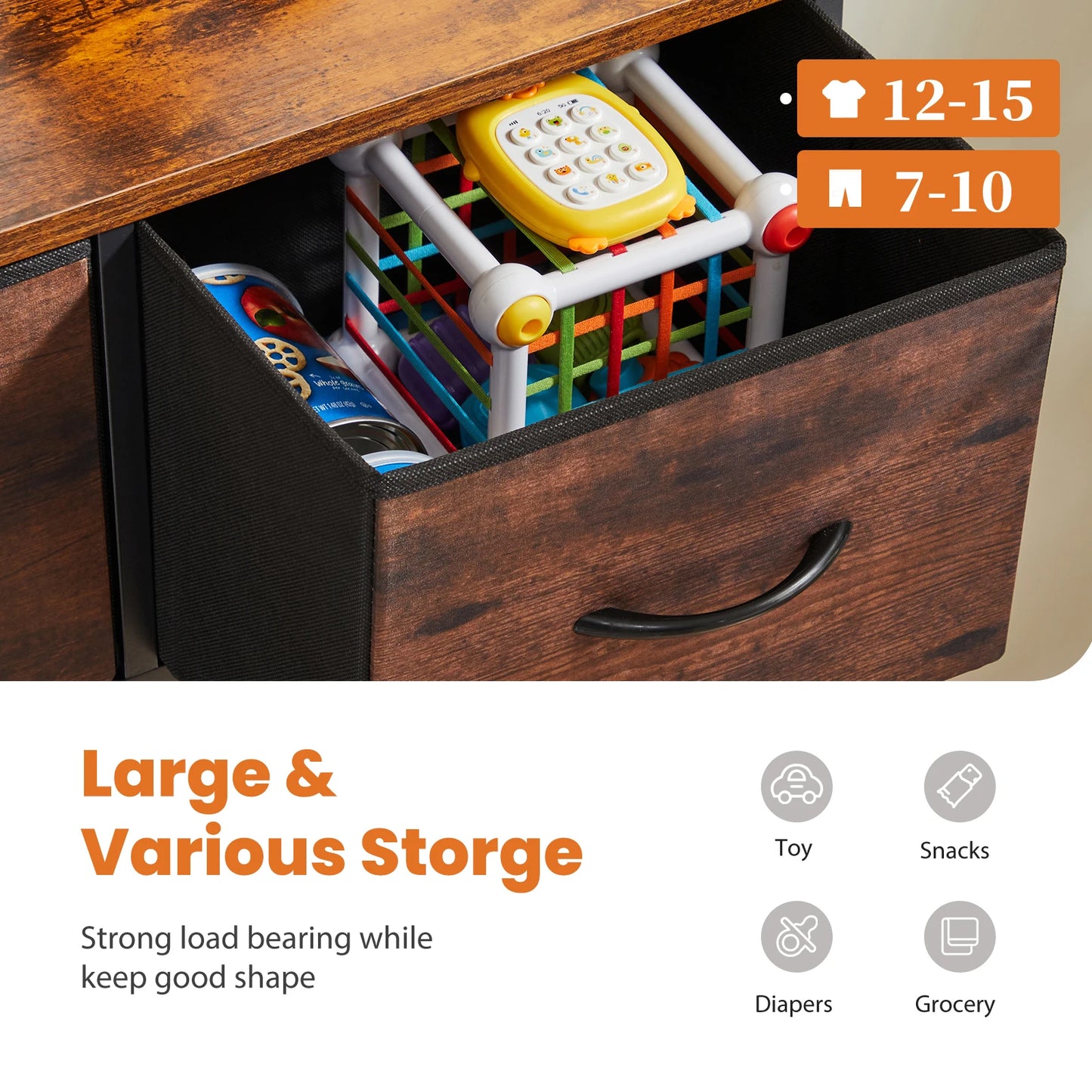 Modern 9-Drawer Fabric Dresser and Wardrobe Organizer