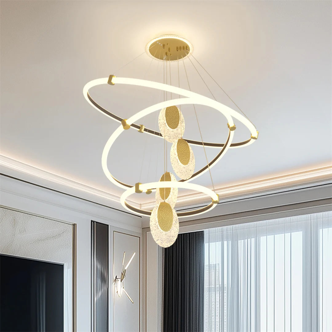 LUVODI 3 Layer LED Chandelier with Acrylic Water Drop Design and 3 Color Lighting Modes