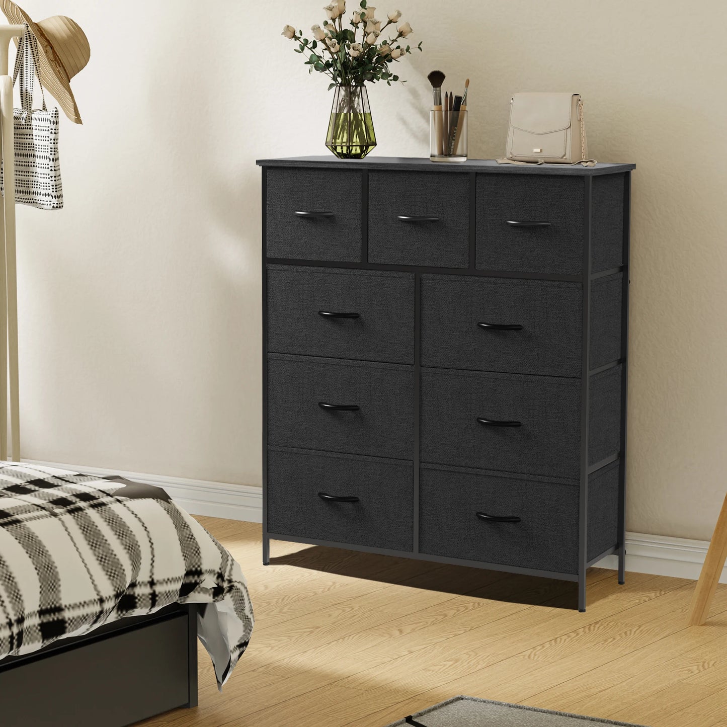 Modern 9-Drawer Fabric Dresser and Wardrobe Organizer
