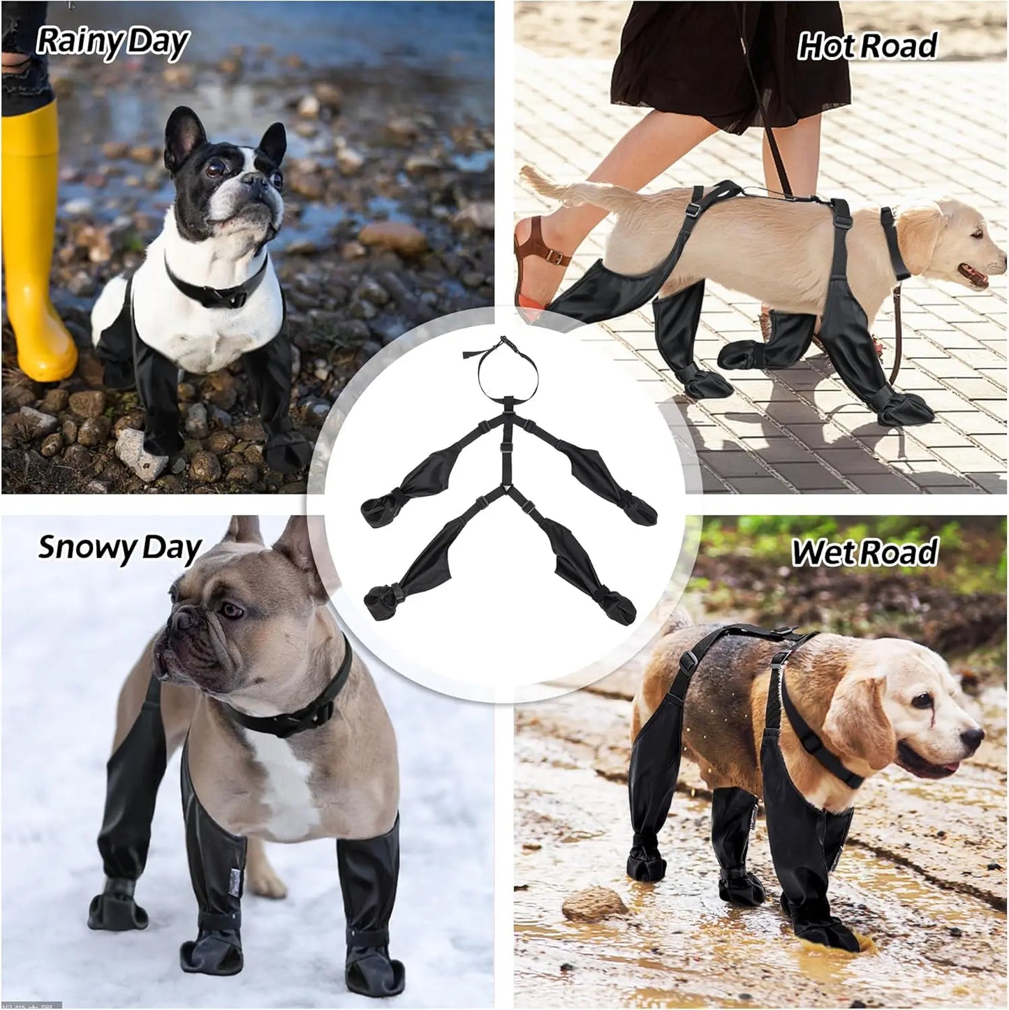 Waterproof Dog Boots with Suspenders for Outdoor Use