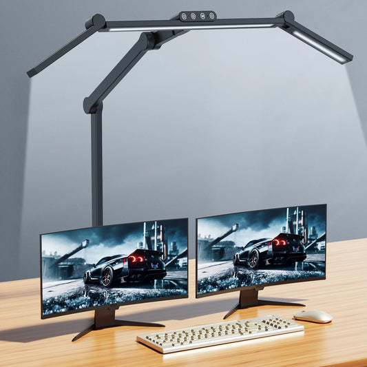 24W LED Clamp Desk Lamp with Auto Dimming and Ambient Lighting for Home Office