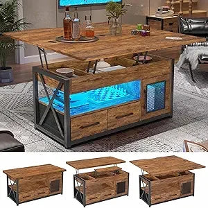40 Inch 4 in 1 Lift Top Coffee Table with Storage Cabinet and Drawers
