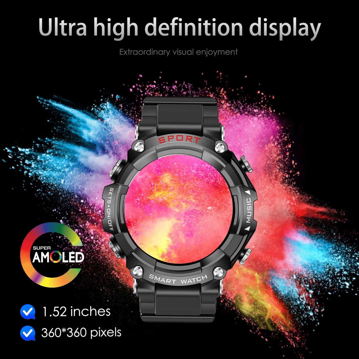 EIGIIS Smart Watch with AMOLED Display and Bluetooth Earbuds