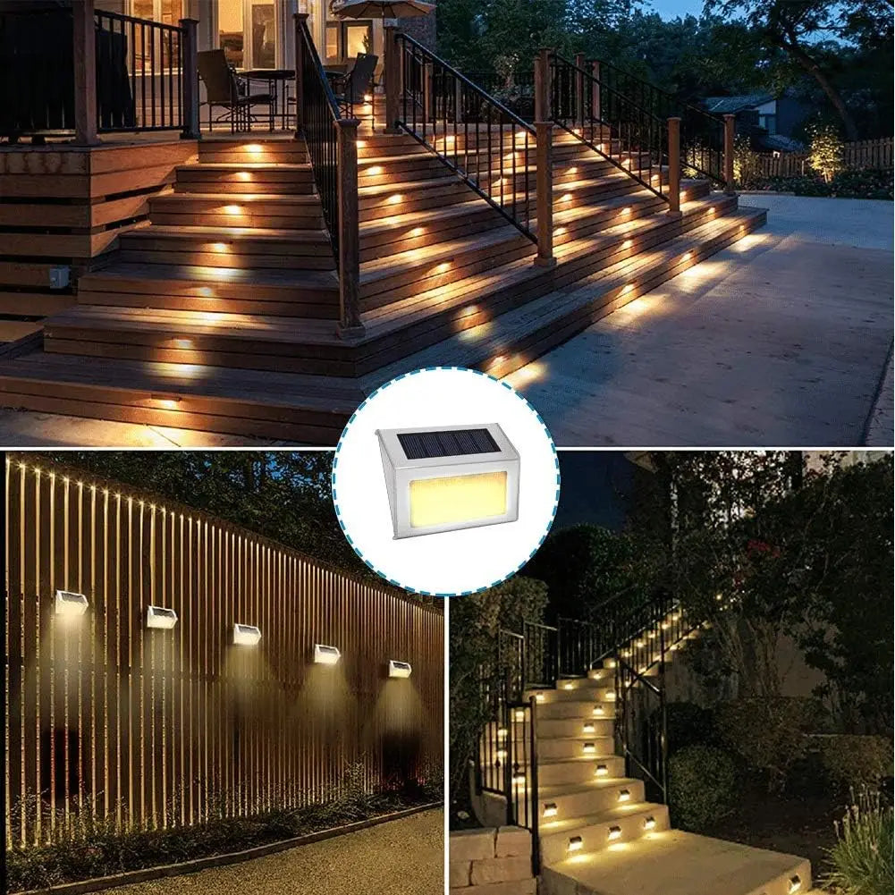 Solar Step Lights Waterproof LED 6 Pack for Deck & Fence