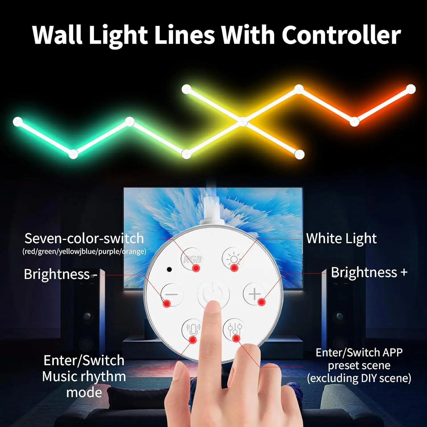 Mexllex RGB Smart LED Wall Light Bars with Music Sync and App Control
