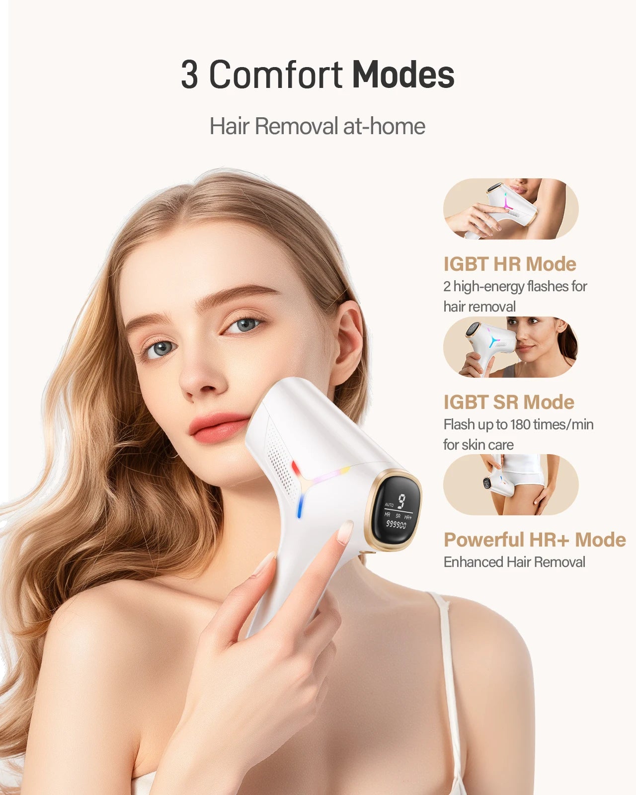**IPL Hair Removal Device 999900 Flashes for Face and Body**