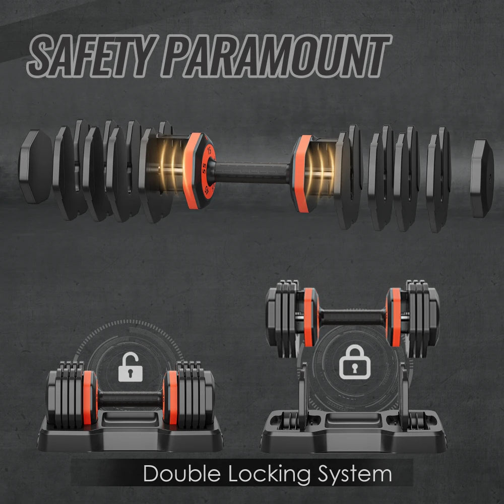 Adjustable 55LB Dumbbell with Anti Slip Handle