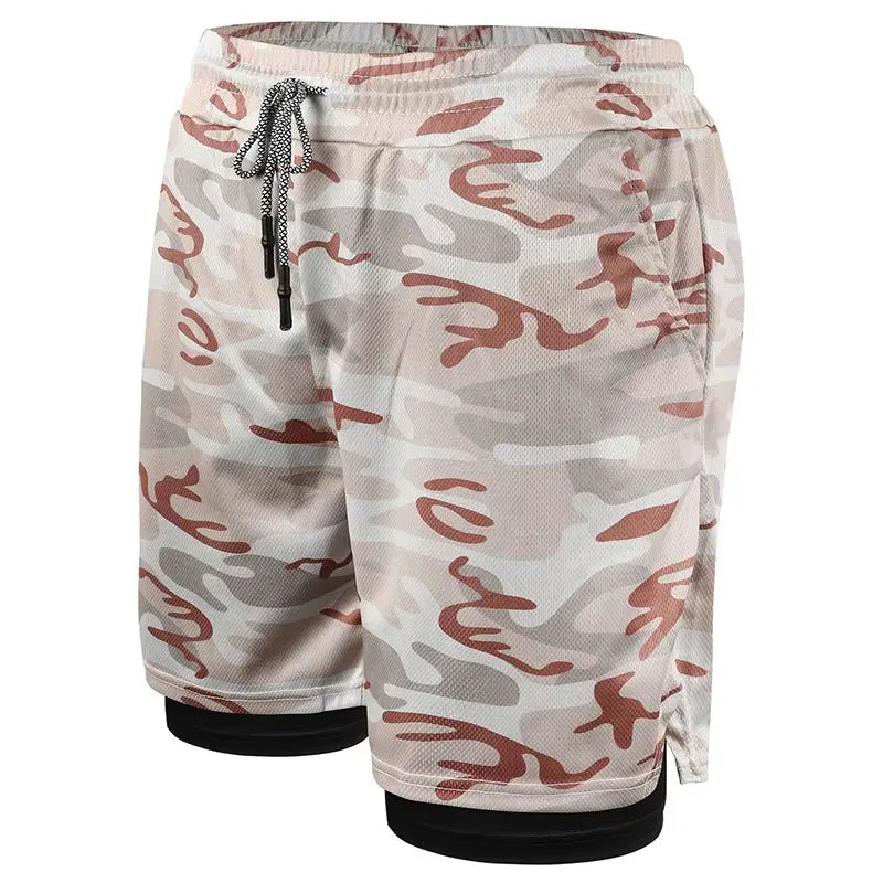 Mens Quick Dry 2 in 1 Workout Shorts with Pockets