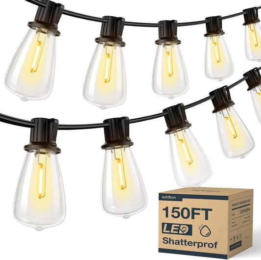 LED Outdoor String Lights Waterproof with Shatterproof Bulbs