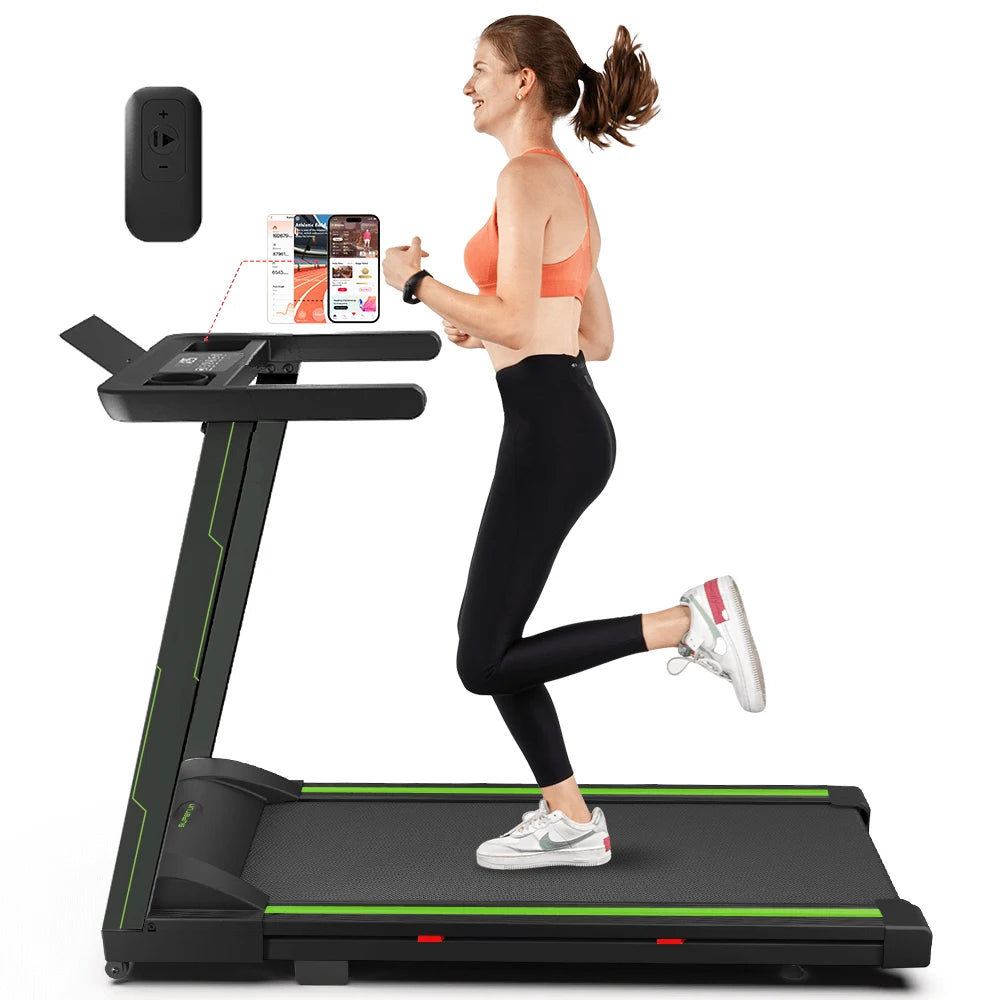 3.0HP Foldable Electric Treadmill with Remote Control and App Monitoring for Home Use 300 lbs Capacity