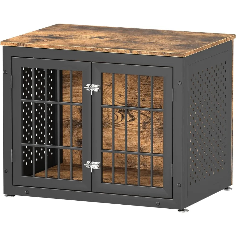 Steel Frame Dog Crate with End Table Design