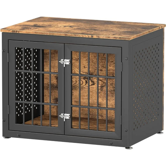 Steel Frame Dog Crate with End Table Design