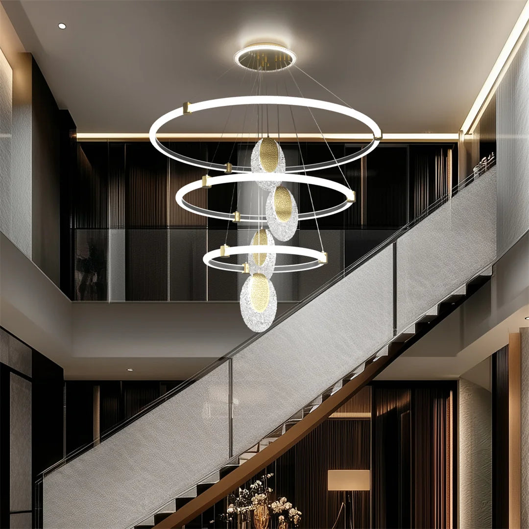 LUVODI 3 Layer LED Chandelier with Acrylic Water Drop Design and 3 Color Lighting Modes