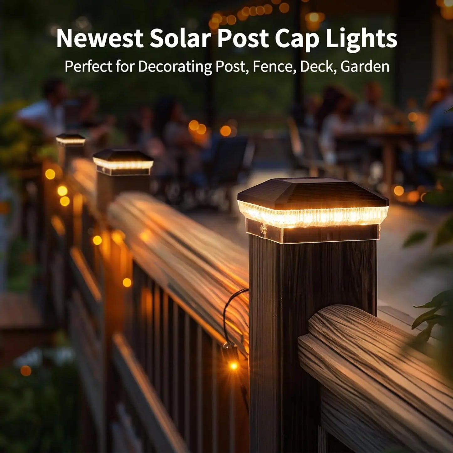 Solar Fence Post Lights 6 Piece Set with 3 Modes