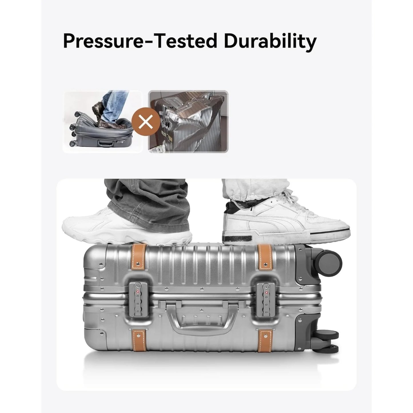 Aluminum Carry On Luggage with USB Port Wheels