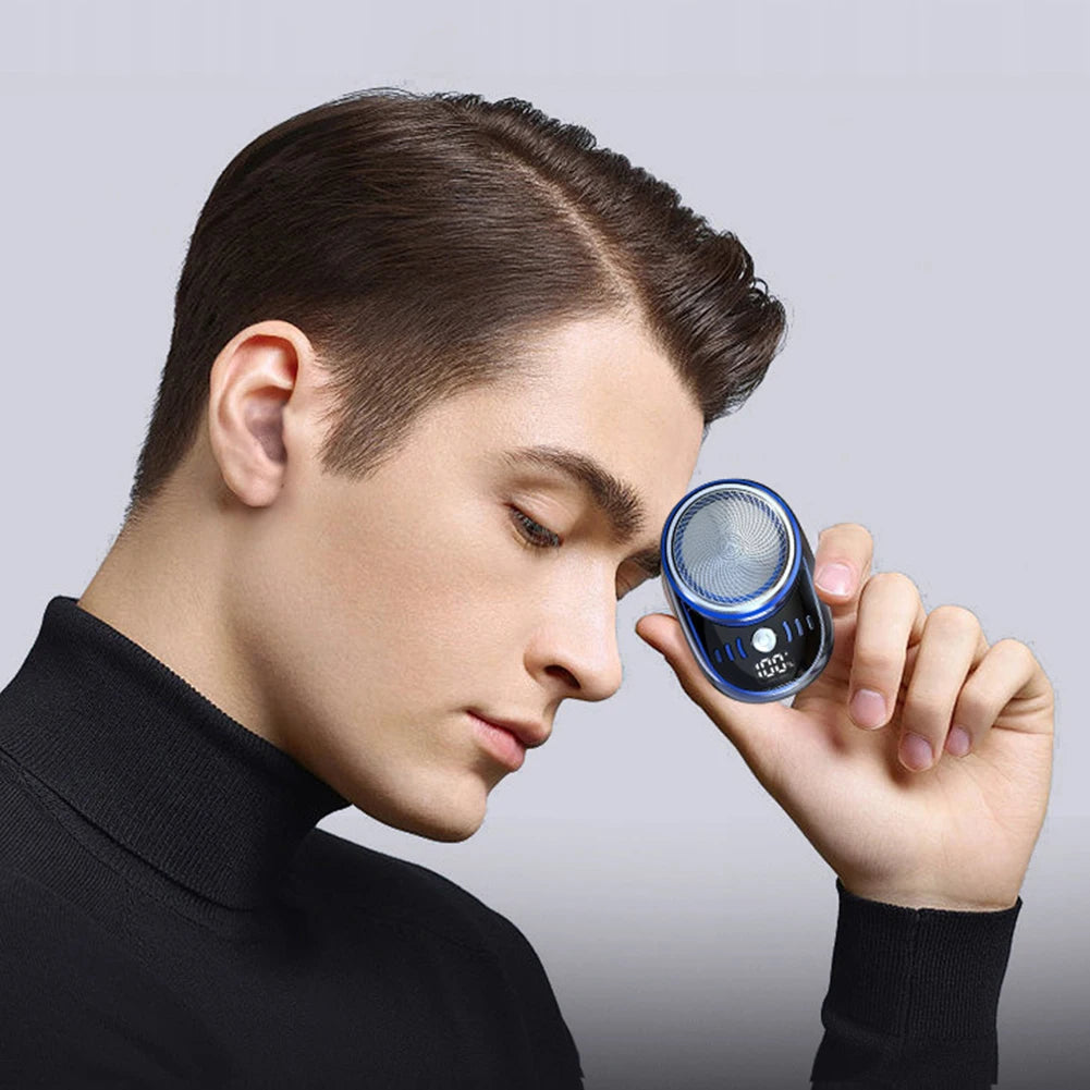Mini Electric Travel Shaver for Men – USB Rechargeable Beard & Face Trimmer with Digital Display