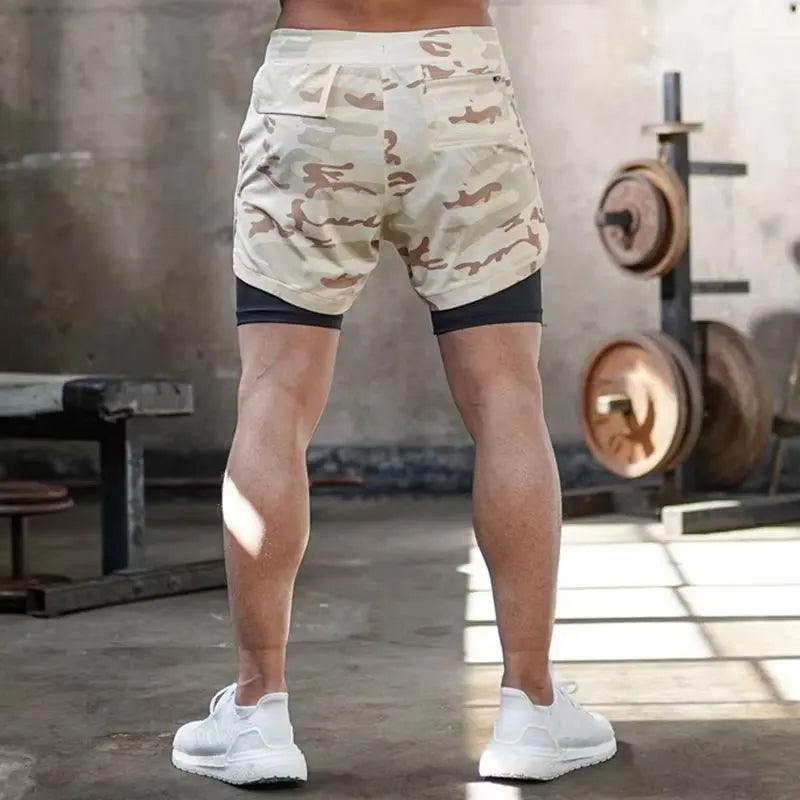 Mens Quick Dry 2 in 1 Workout Shorts with Pockets