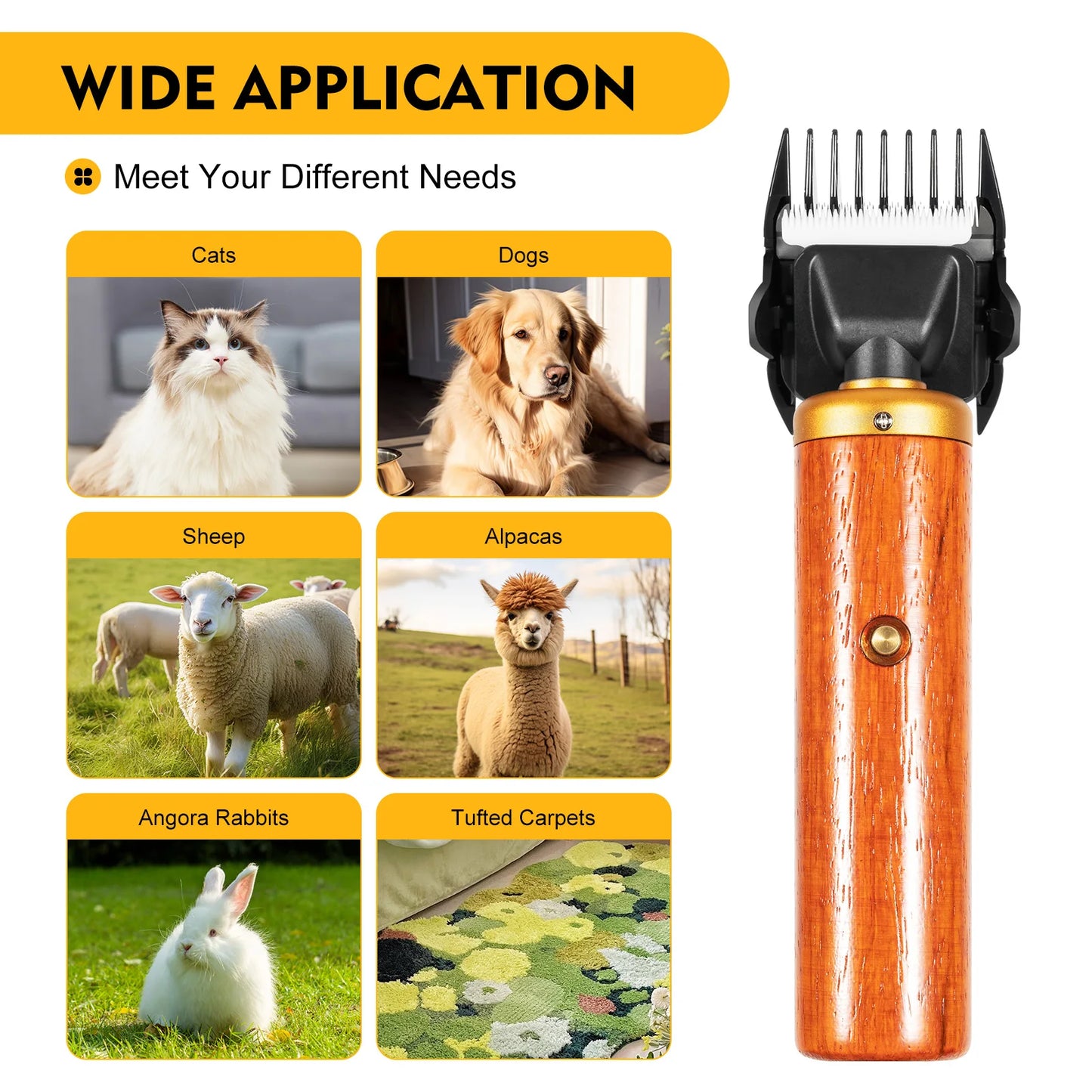 **55W Electric Animal Clipper with Wooden Handle for Dogs Sheep Goats and Small Farm Animals**