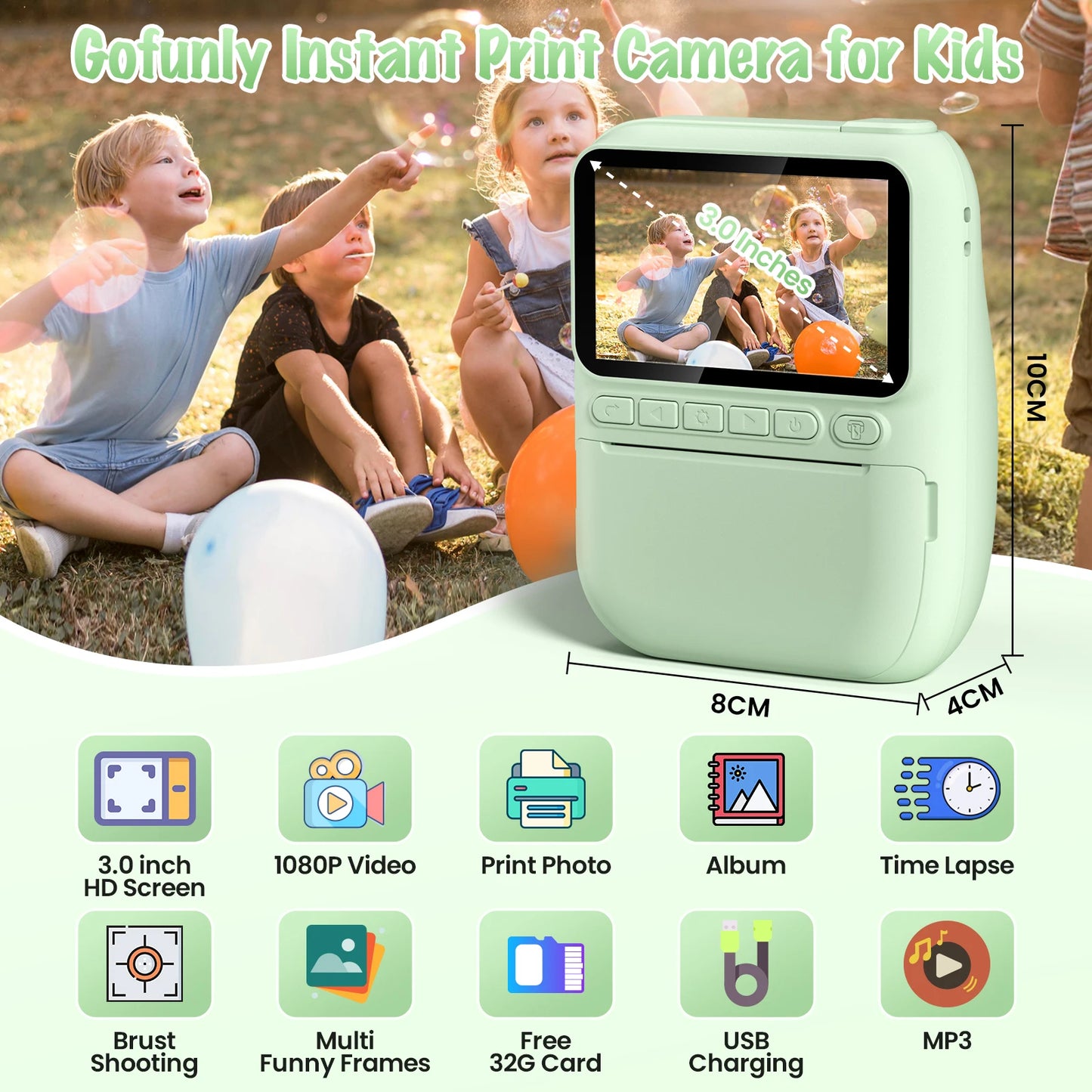 Kids Instant Print Digital Camera 1080P