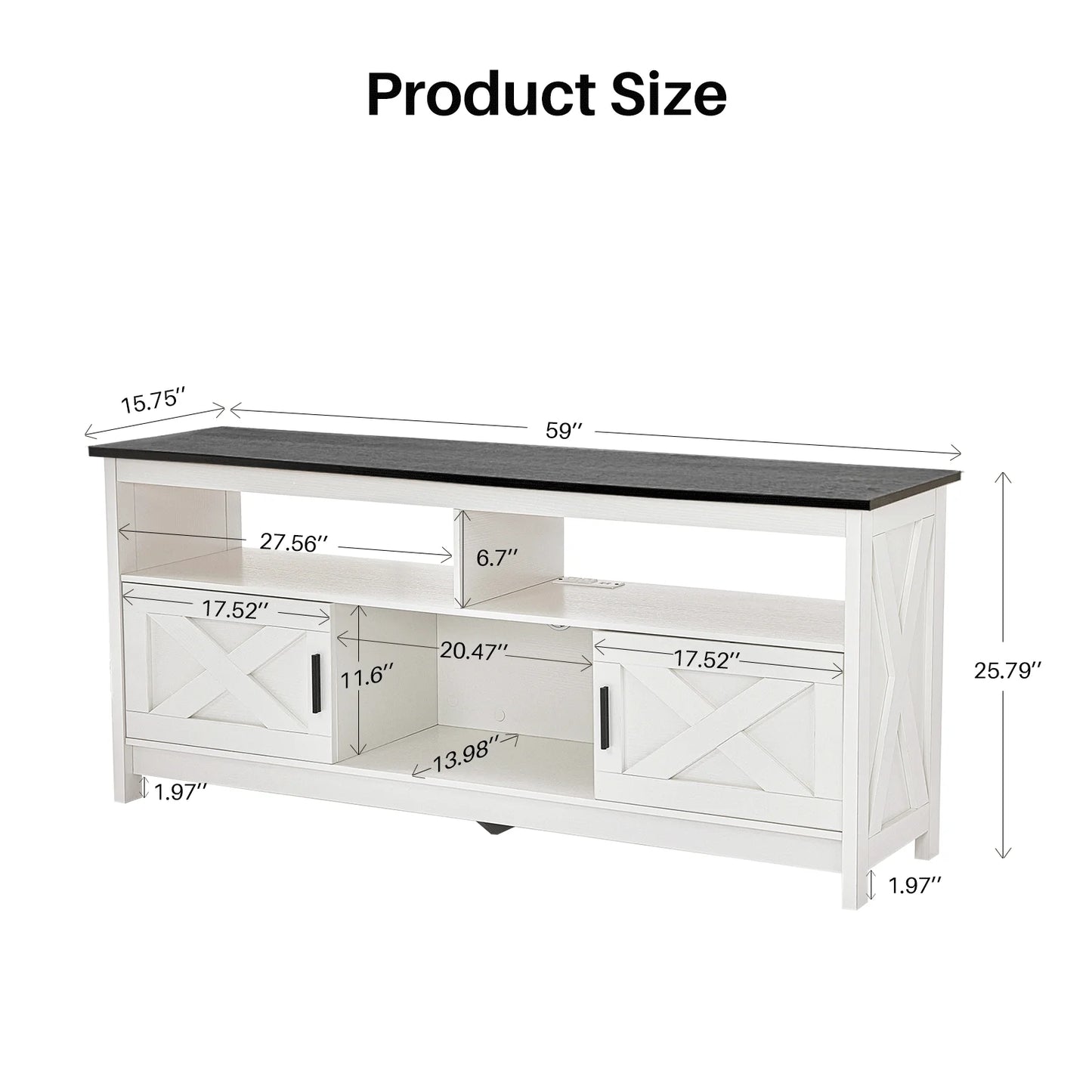 Modern Farmhouse TV Stand for TVs Up to 65 Inches with Storage & Power Outlet