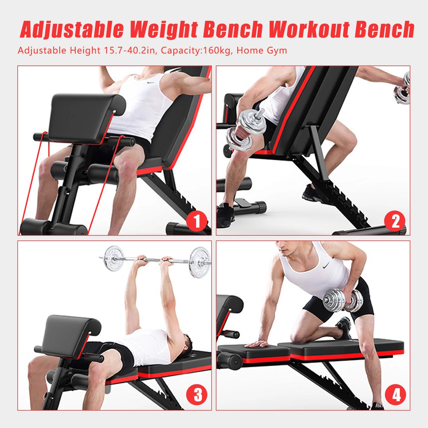 Adjustable Weight Bench for Full Body Strength Training Home Gym