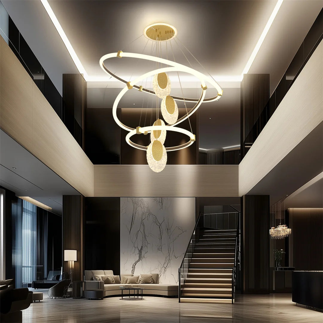 LUVODI 3 Layer LED Chandelier with Acrylic Water Drop Design and 3 Color Lighting Modes