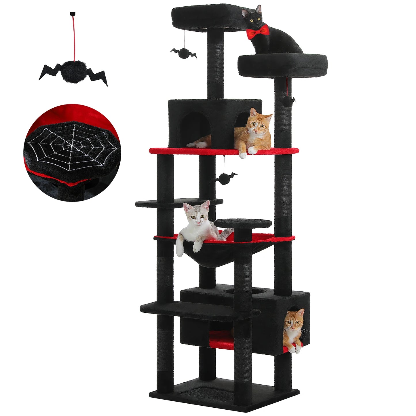 184cm Multi-Level Cat Tree with Hammock Perches & Condos