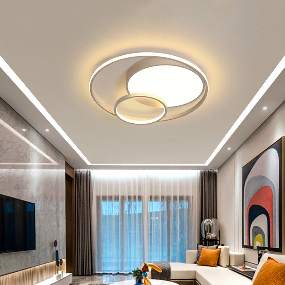 Modern 48cm LED Ceiling Light with Acrylic Lampshade & 3-Color Dimming