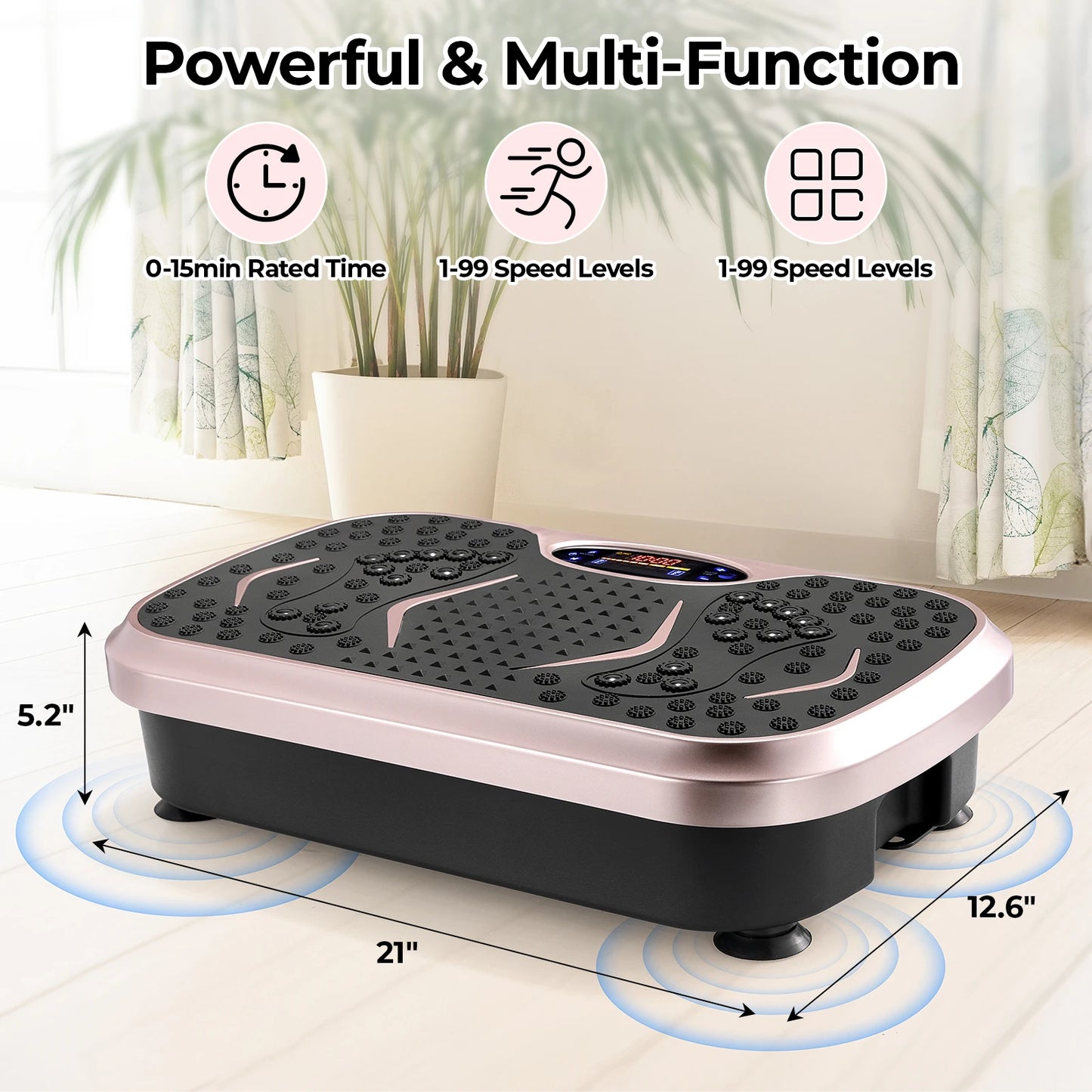 Vibration Plate Exercise Machine Whole Body Fitness Platform with Resistance Bands