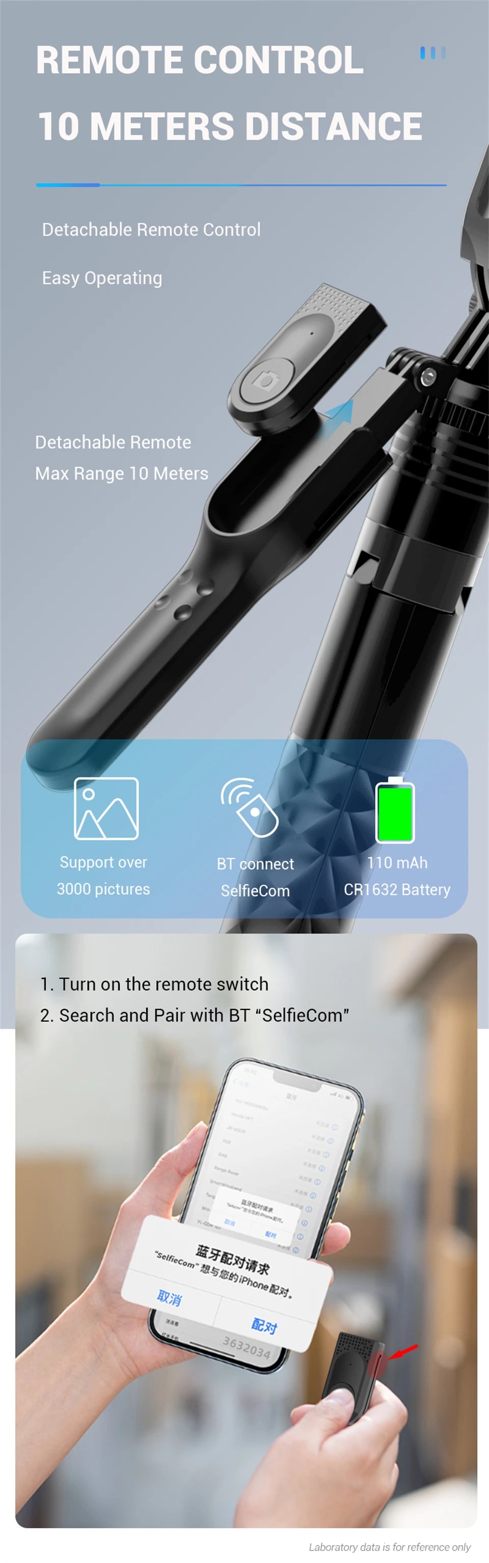 Wireless Selfie Stick Tripod with LED Light