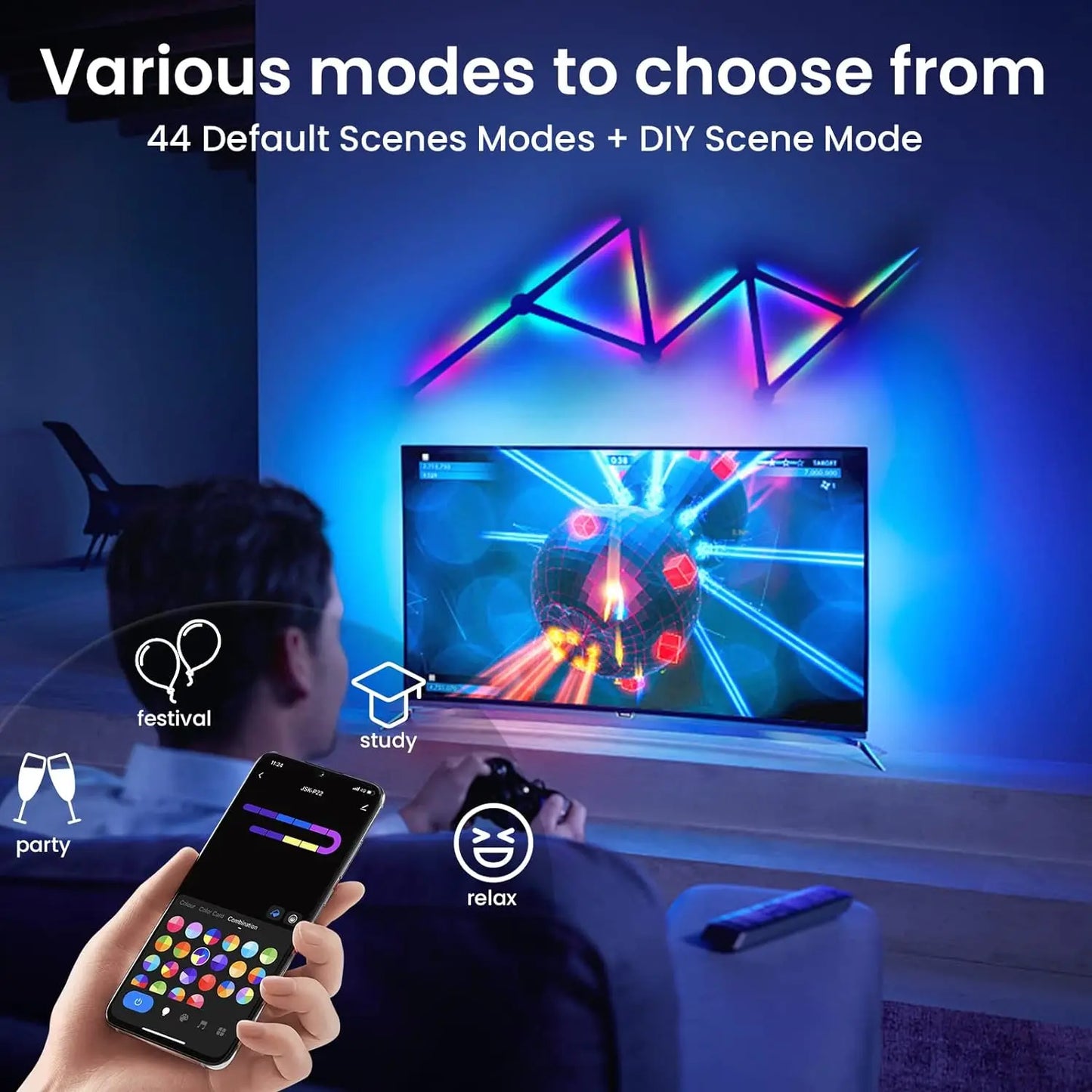 Mexllex RGB Smart LED Wall Light Bars with Music Sync and App Control