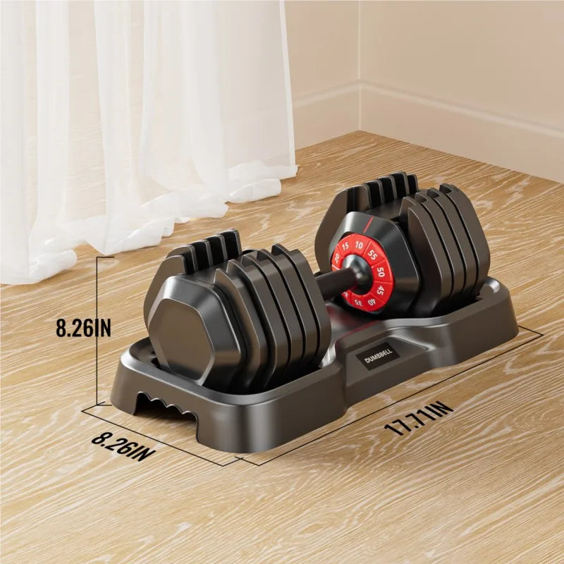 Black Adjustable Dumbbell Set for Home Gym Full Body Workout