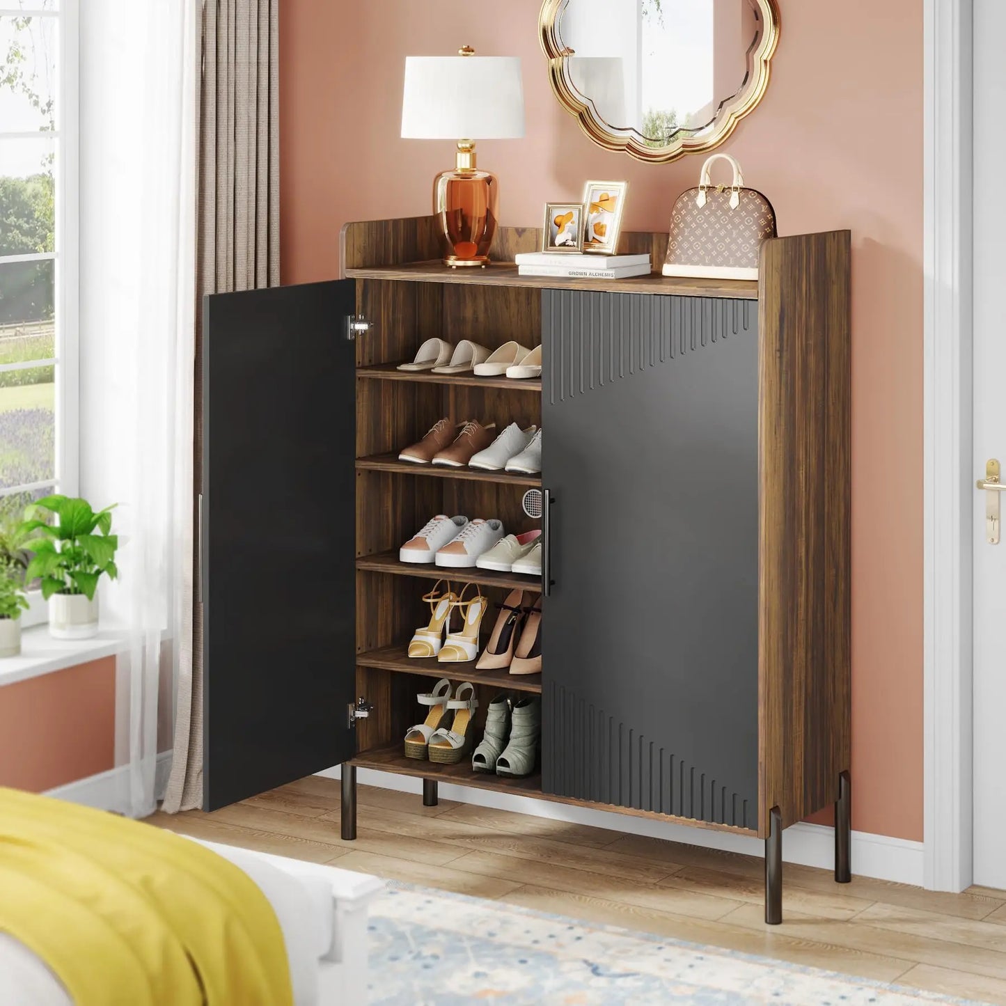Modern 6-Tier Shoe Cabinet with Doors & Adjustable Shelves for 30 Pairs