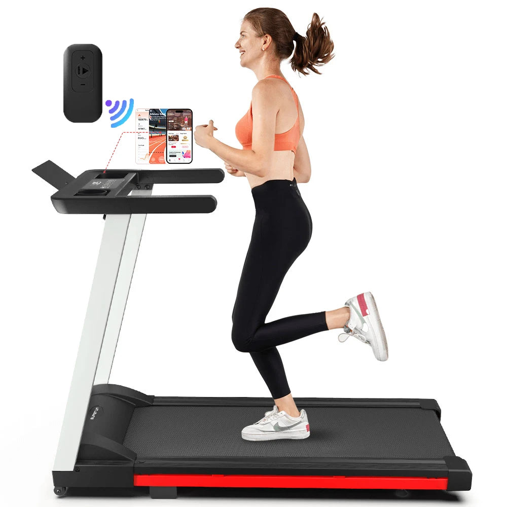 3.0HP Foldable Electric Treadmill with Remote Control and App Monitoring for Home Use 300 lbs Capacity