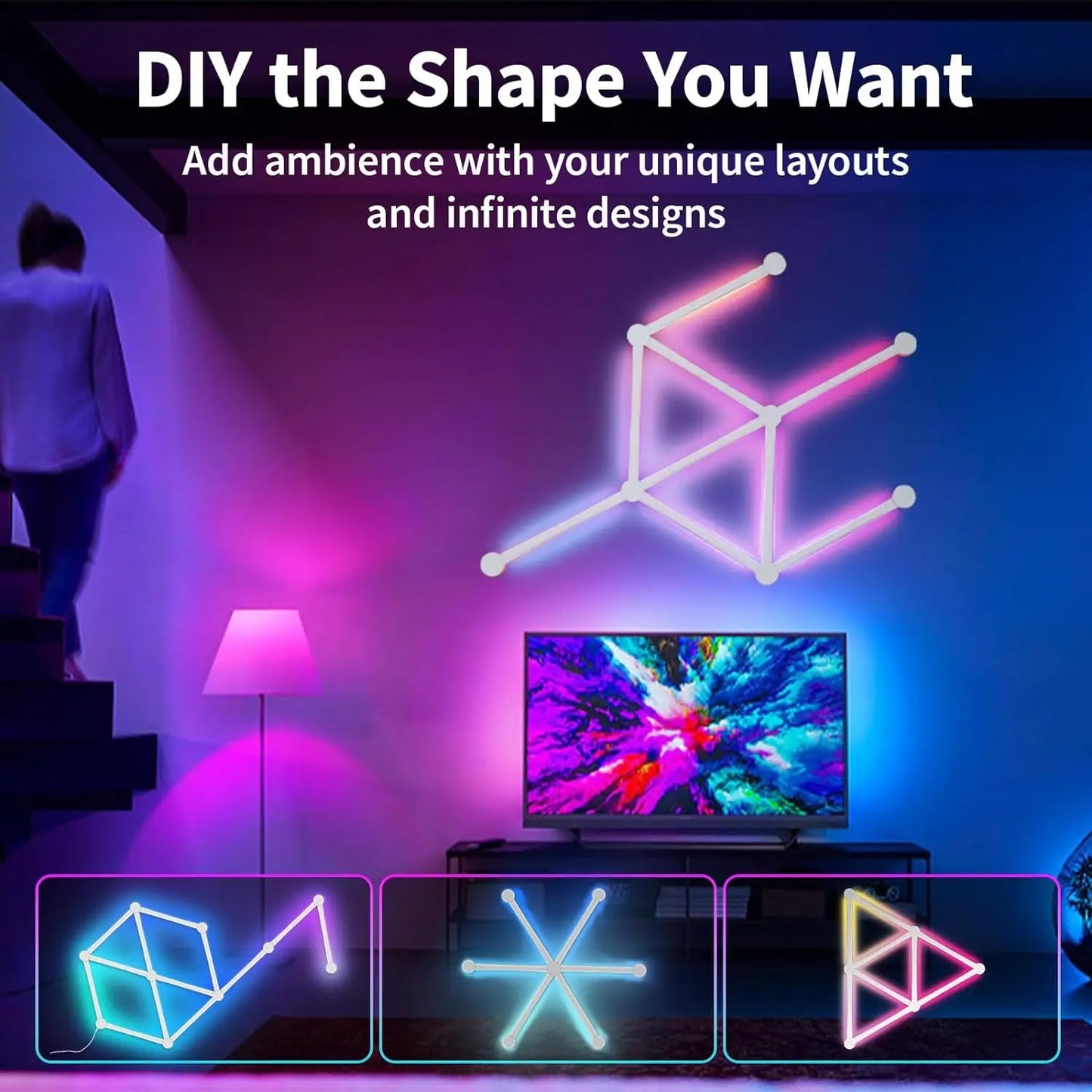 Mexllex RGB Smart LED Wall Light Bars with Music Sync and App Control
