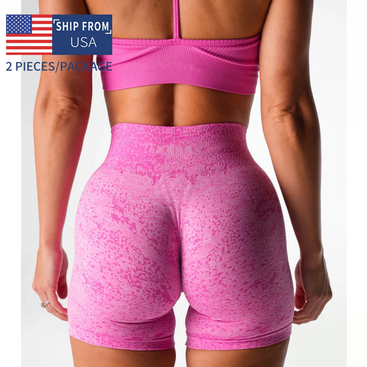 2 Piece Seamless Spandex Workout Shorts for Women