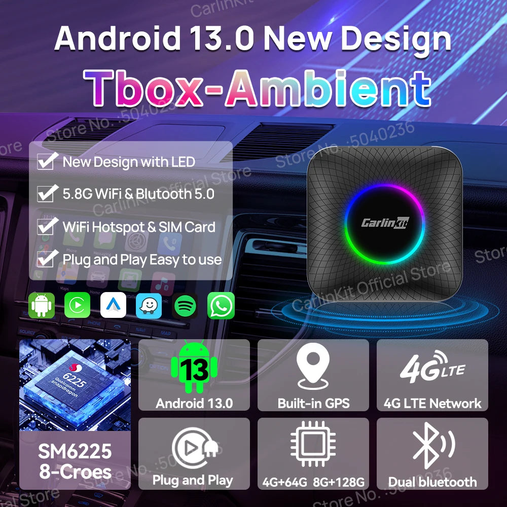 3 in 1 Android 13 Wireless CarPlay AI Box for Cars with Wired Systems