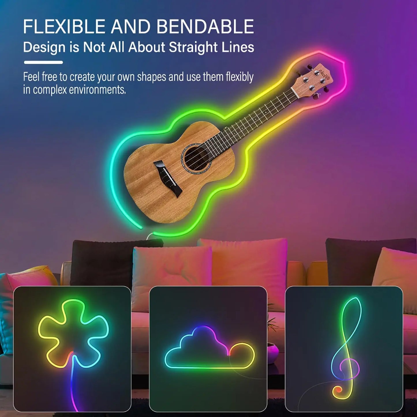 Smart RGB Neon LED Strip Lights – Waterproof, Music Sync, App & Remote Control