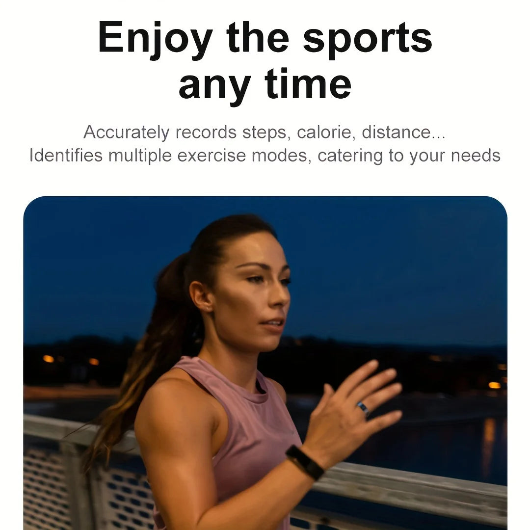 Smart Fitness Ring Step Tracker Sports Mode Stainless Steel Design