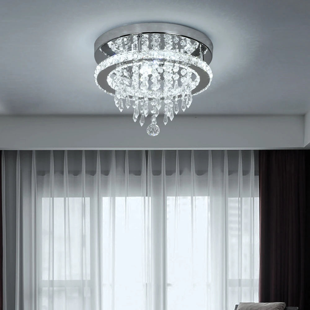Modern Crystal LED Ceiling Chandelier with Remote Dimming for Home Decor