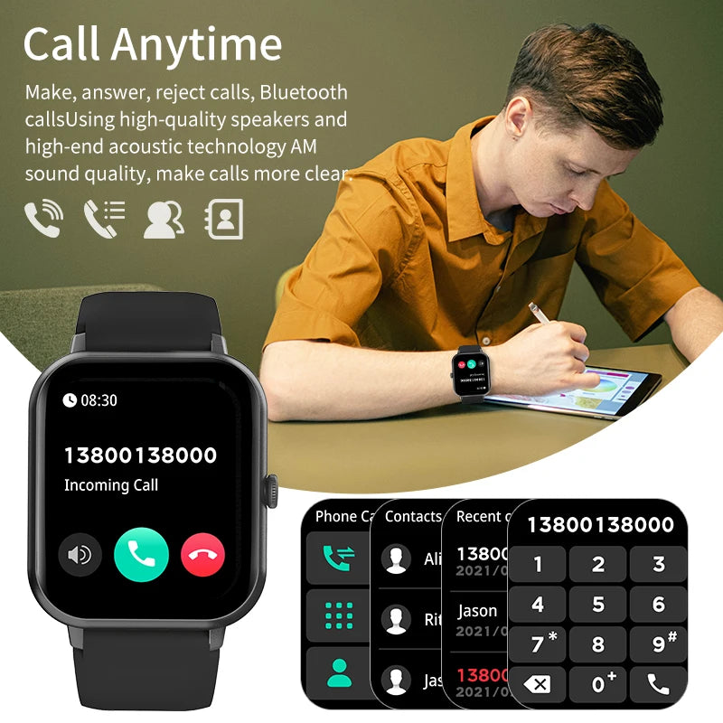 Waterproof Smart Watch Bluetooth Calling Voice Assistant 100 Plus Sports Modes