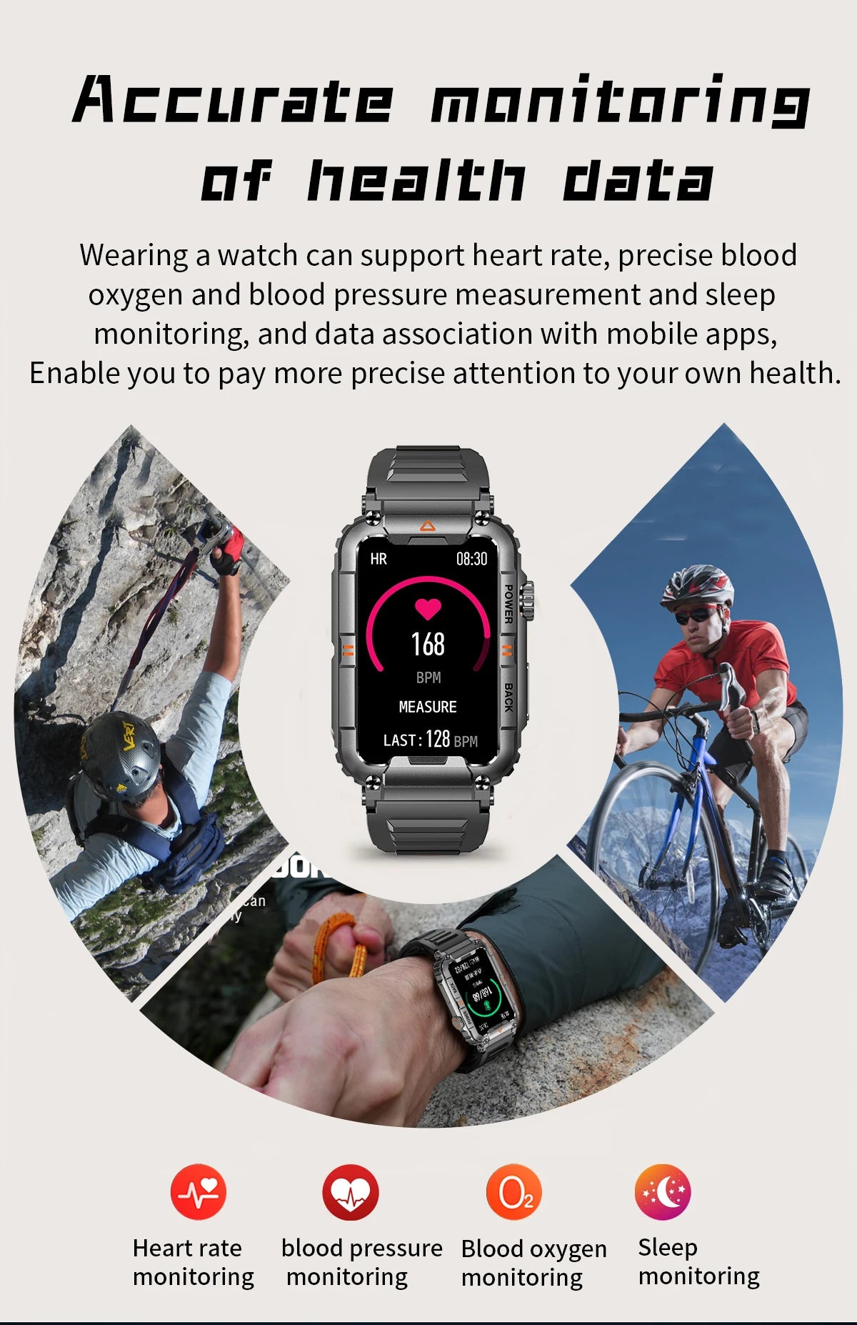 Military Smart Watch Bluetooth Call Health Fitness Tracker