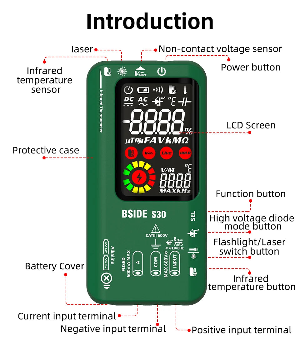 Smart Digital Multimeter Rechargeable Voltage Current Tester
