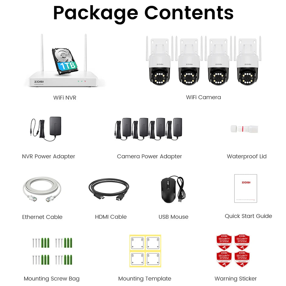 4K WiFi 6 Security Camera System with 8CH NVR and Pan Tilt Cameras