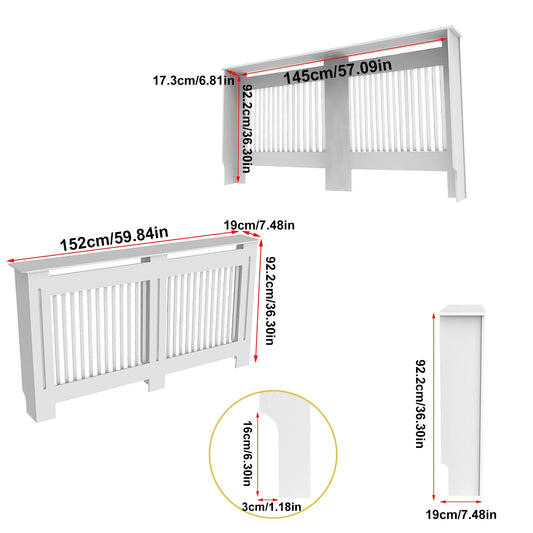 White MDF Radiator Cover Cabinet in Multiple Sizes