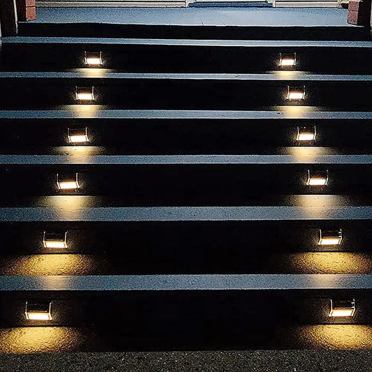 Solar Step Lights Waterproof LED 6 Pack for Deck & Fence